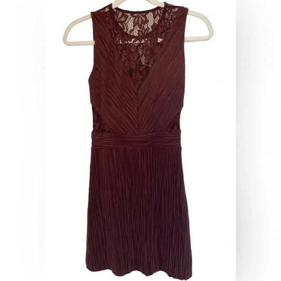 All Saints Ula Mini Dress Burgundy Size S - Picture 3 of 10